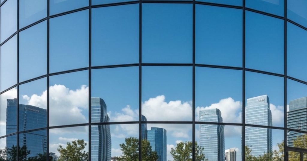 Fenêtres de bâtiment effet miroir