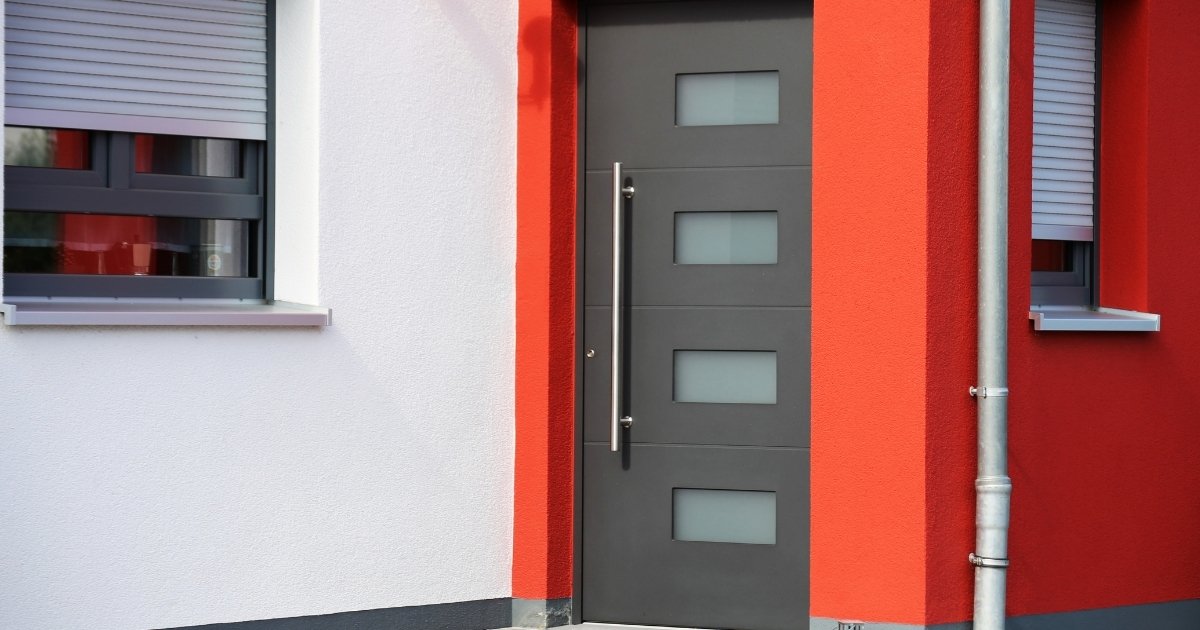 Porte d'entrée en aluminium gris anthracite