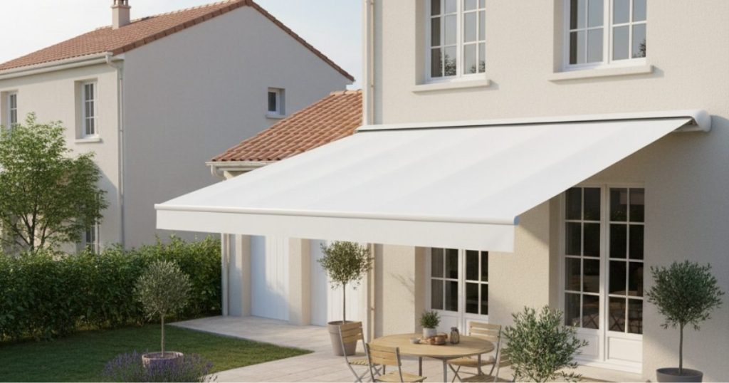 Store banne blanc sur maison