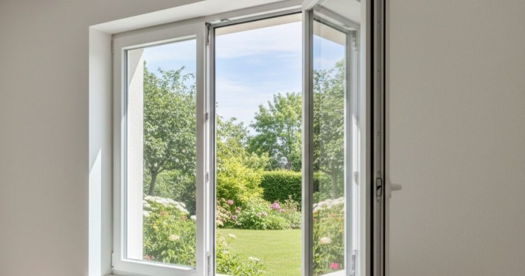 fenêtre blanc PVC ouverte