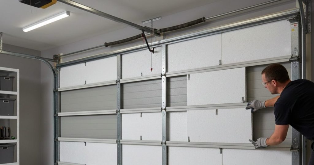 Porte de garage avec panneau panneau polystyrène