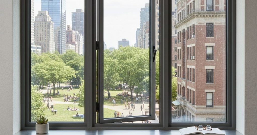 Fenêtre aluminium vue en ville