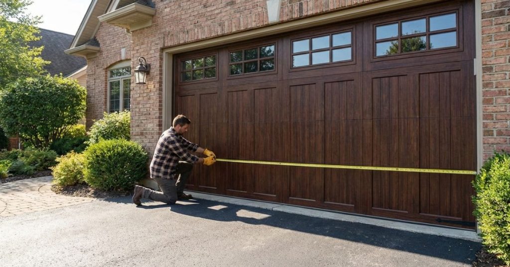 Homme entrain mesurer la porte de garage