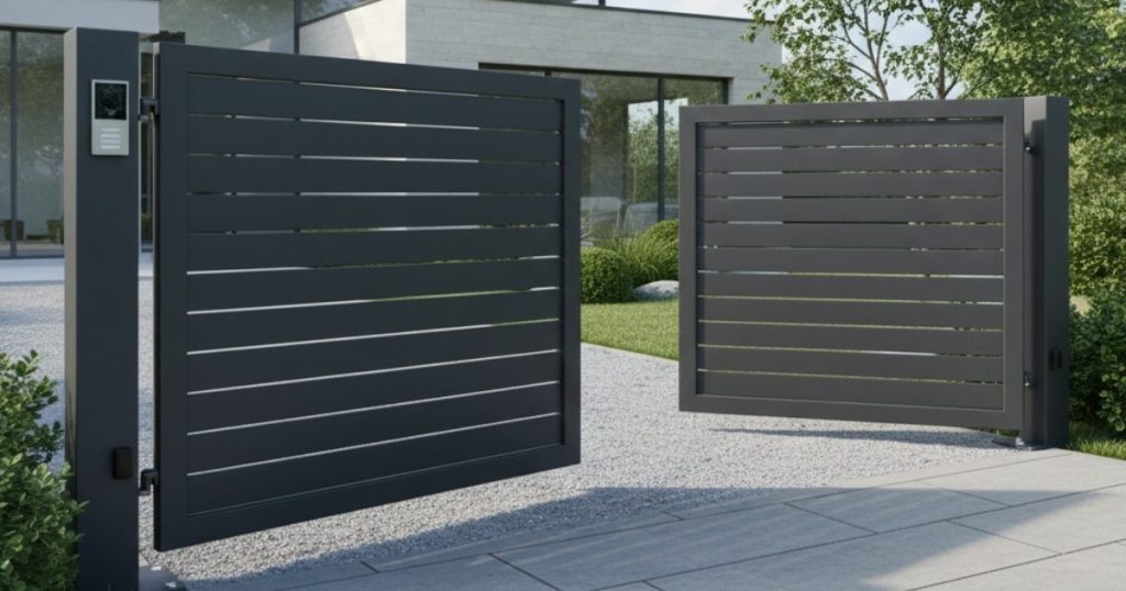 Portail battant semi ouvert