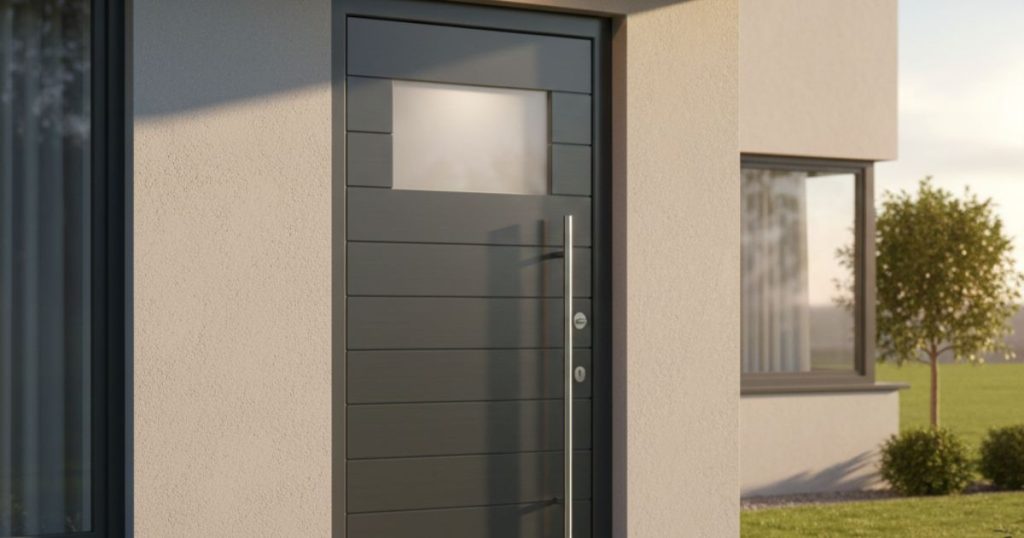 Porte de service en aluminium avec oculus