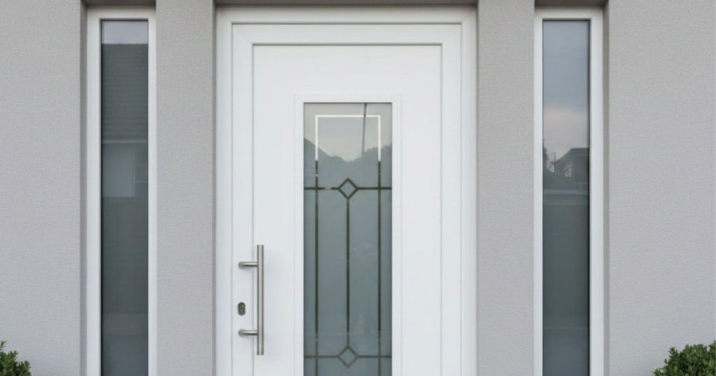 Porte d'entrée en PVC blanc