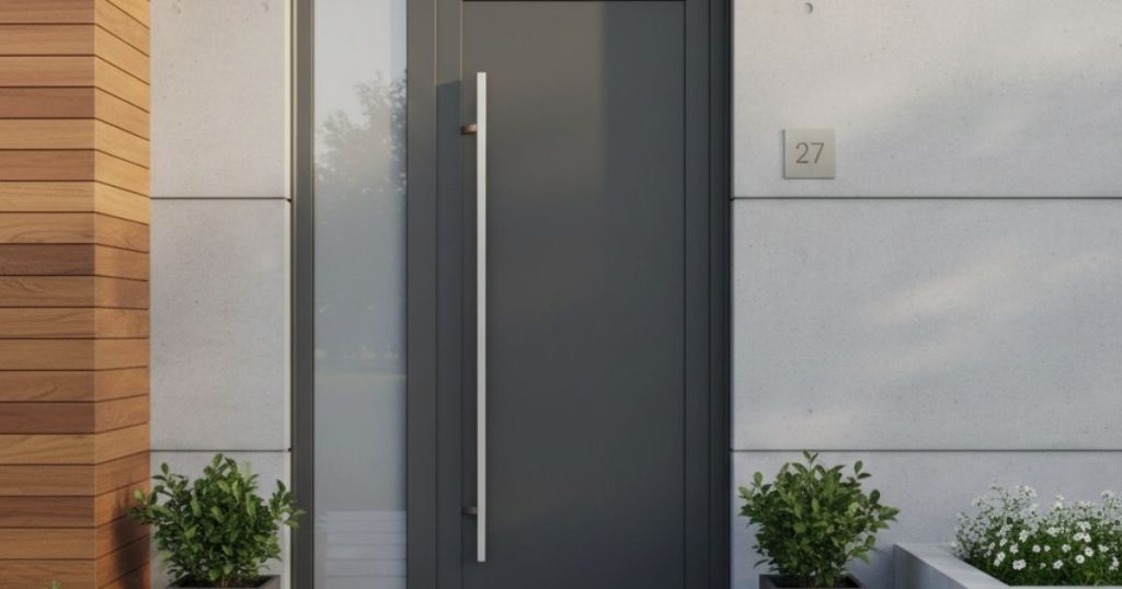 Porte d'entrée en aluminium gris anthracite