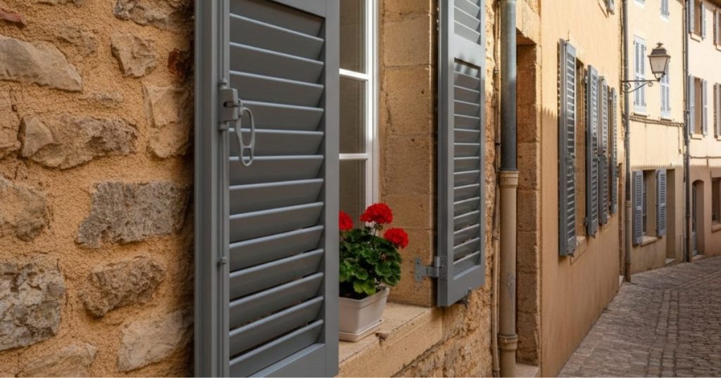 Volet battant aluminium gris