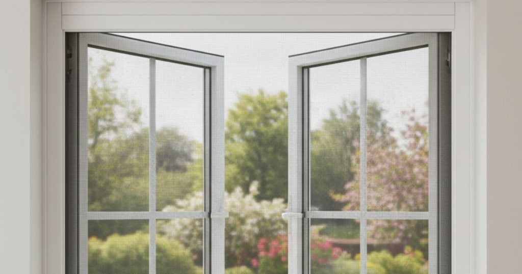 fenêtres blanche avec une moustiquaire