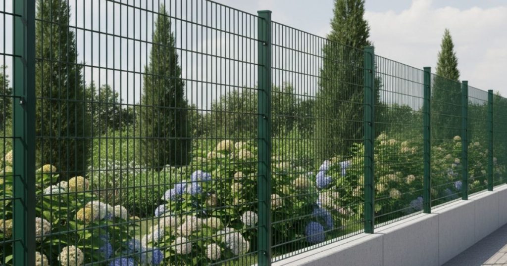 grillage vert avec mur béton