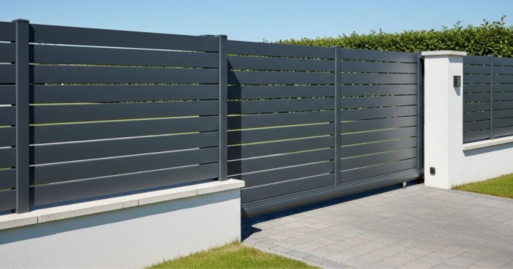 Clôture en aluminium avec un portail