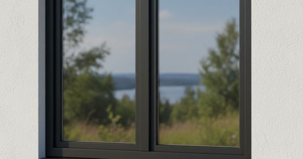 Fenêtre noir avec vitrage effet miroir