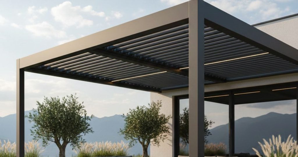 Pergola bioclimatique adosser à la maison