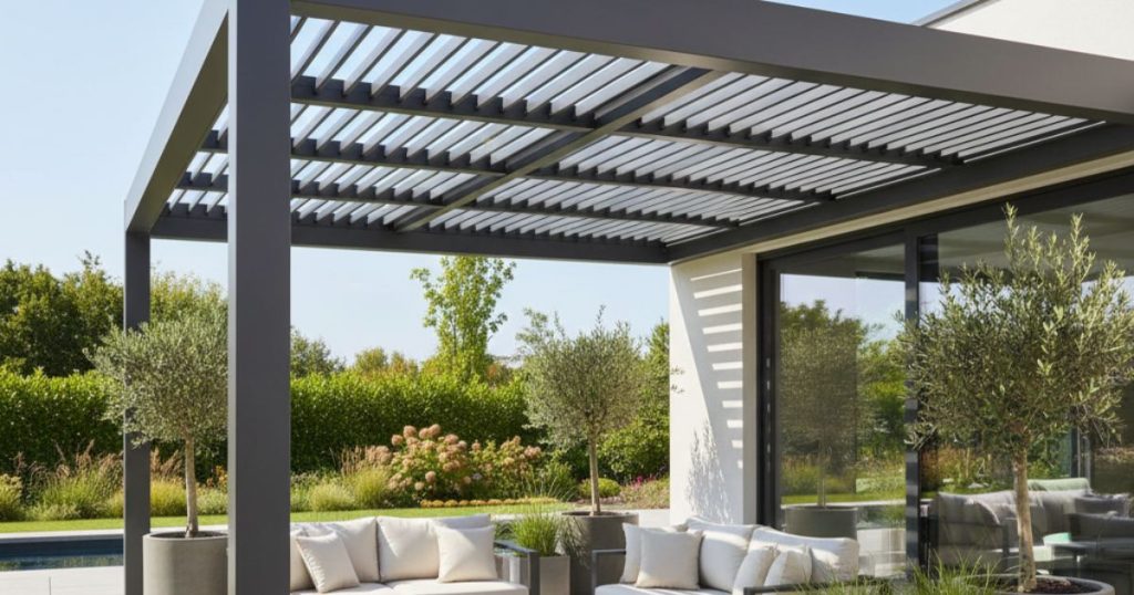 Pergola en aluminium adossée