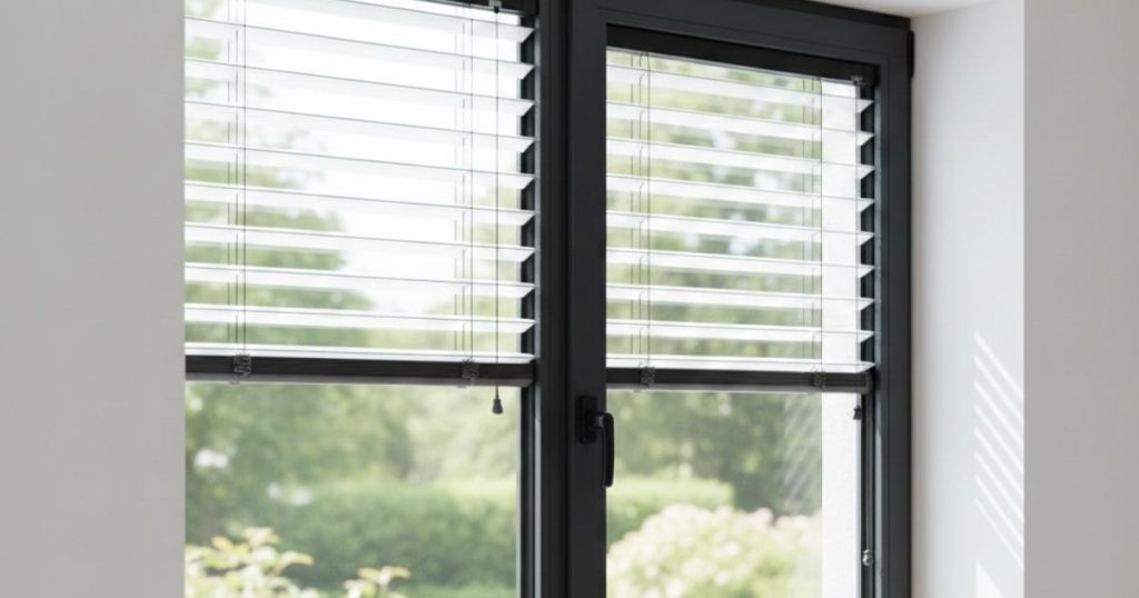 Store intégré sur fenêtre en aluminium
