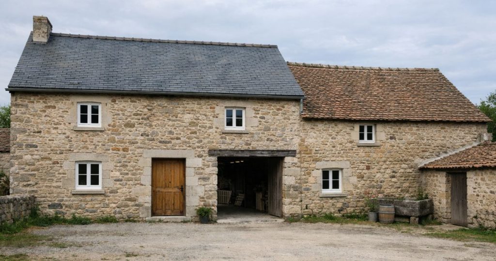 Fenêtre remplacée sur une ferme en pierre à Bazougers par Kalio Menuiserie