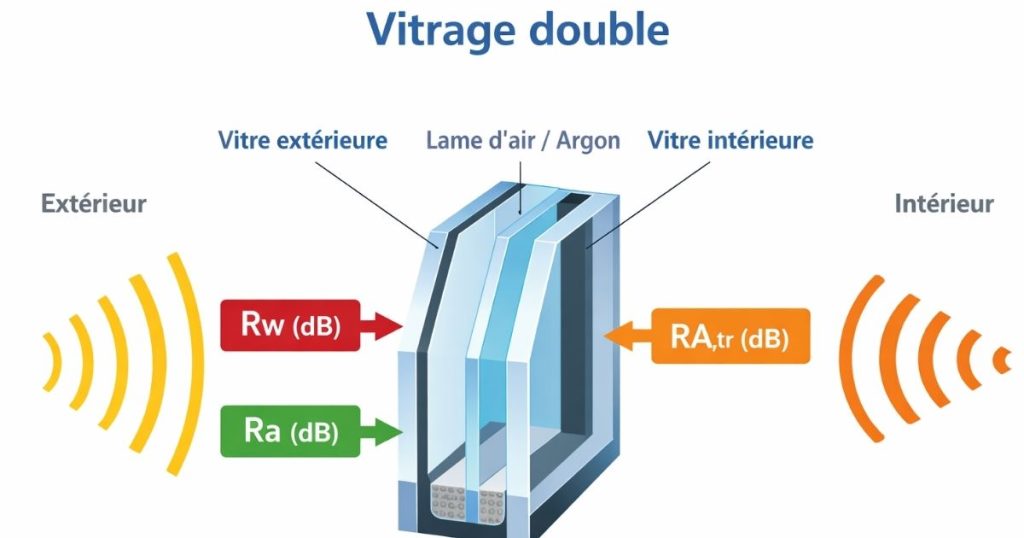 Différence entre indices Rw Ra et RA,tr sur une fiche de vitrage phonique par Kalio Menuiserie