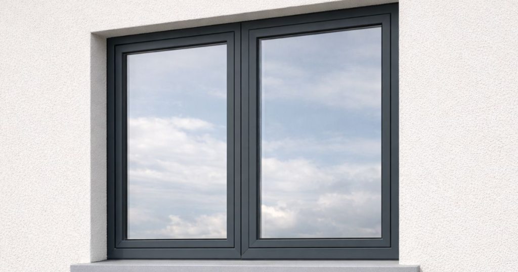 Fenêtre aluminium 2 vantaux gris anthracite posée sur un pavillon à Laval par Kalio Menuiserie
