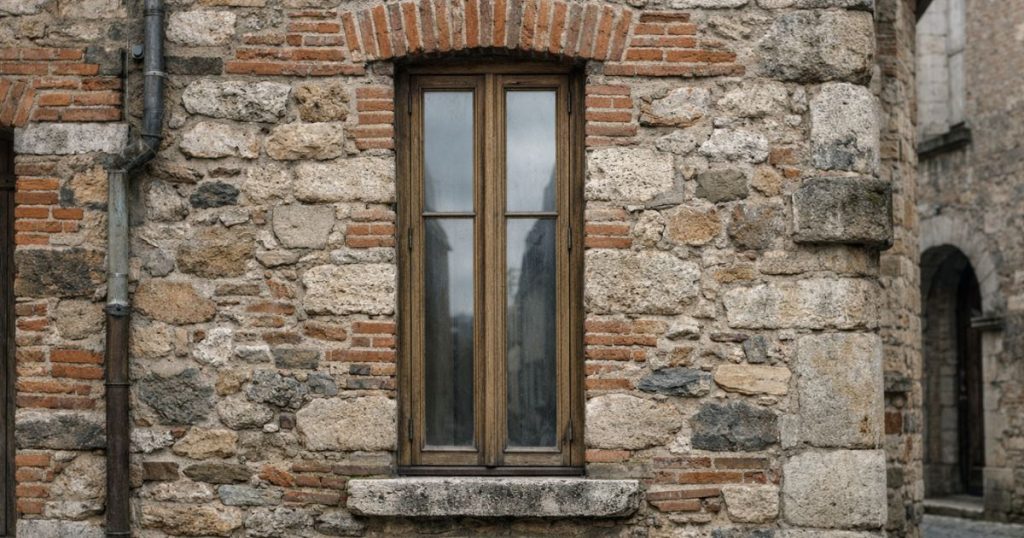 Fenêtre bois sur une maison ancienne de la Grande Rue à Parné-sur-Roc par Kalio Menuiserie