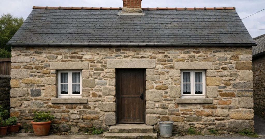 Fenêtre d’une maison ouvrière proche des fours à chaux de Parné-sur-Roc par Kalio Menuiserie