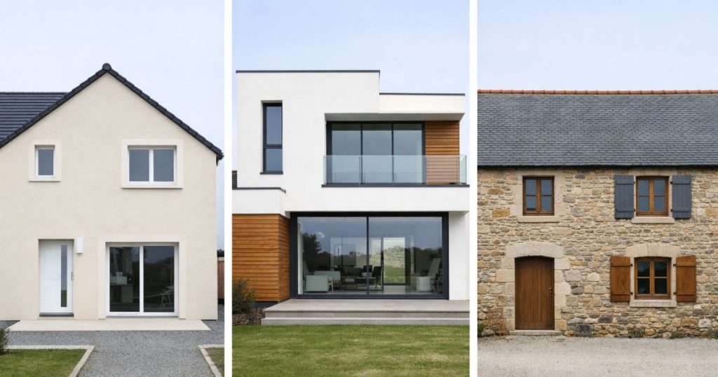 Comparatif esthétique fenêtre PVC alu et bois selon le style de maison par Kalio Menuiserie
