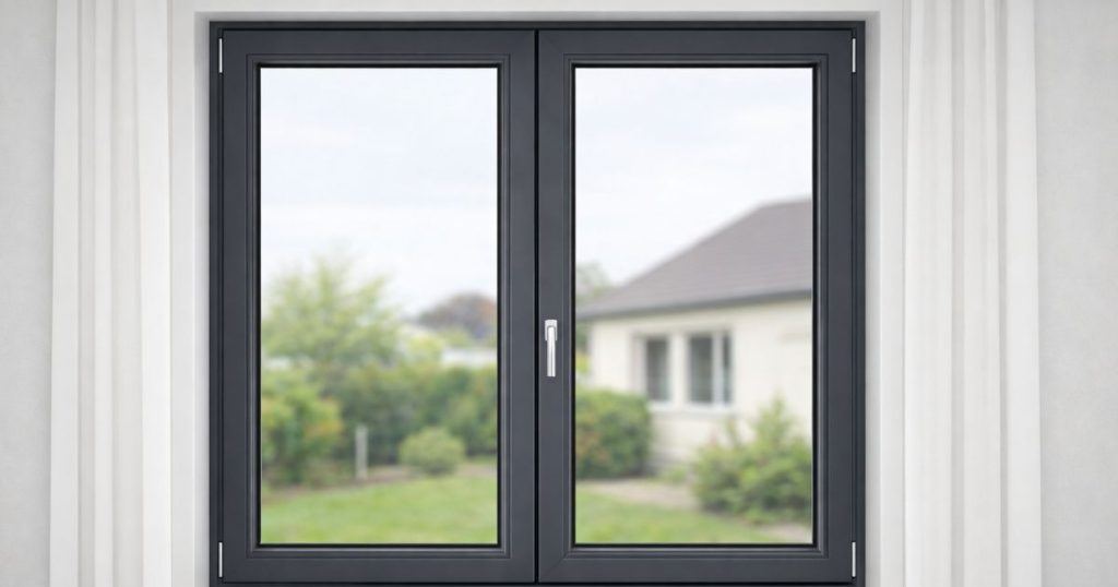 Fenêtre PVC anthracite gamme Confort+ posée en rénovation de pavillon à Laval par Kalio Menuiserie