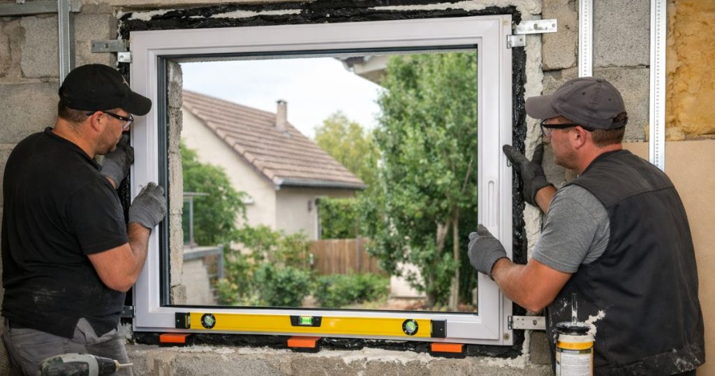 Pose en applique d’une fenêtre PVC sur un pavillon des années 70 à Rennes par Kalio Menuiserie