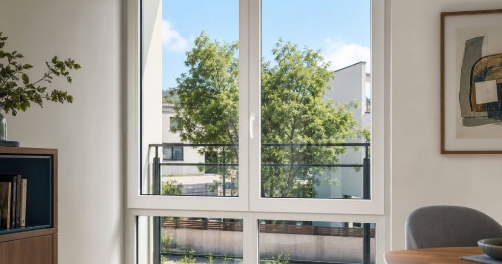 Vitrage de sécurité feuilleté 1B1 posé en allège de fenêtre PVC par Kalio Menuiserie