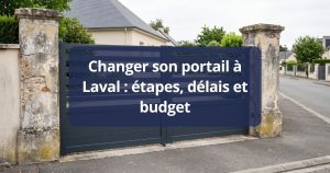 Portail aluminium neuf posé en remplacement à Laval, sur une entrée de pavillon