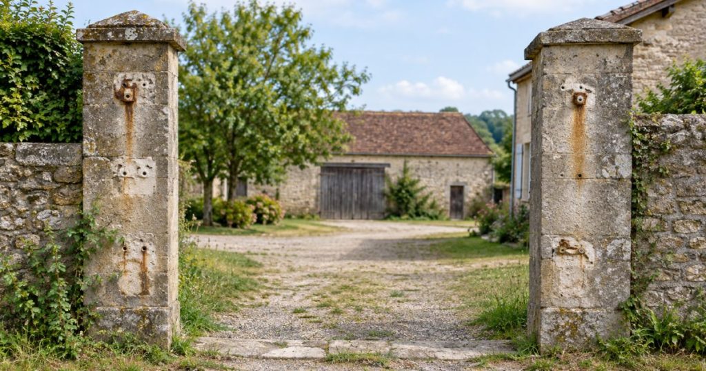 Changer son portail à Quelaines-Saint-Gault, les deux piliers anciens conservés après dépose