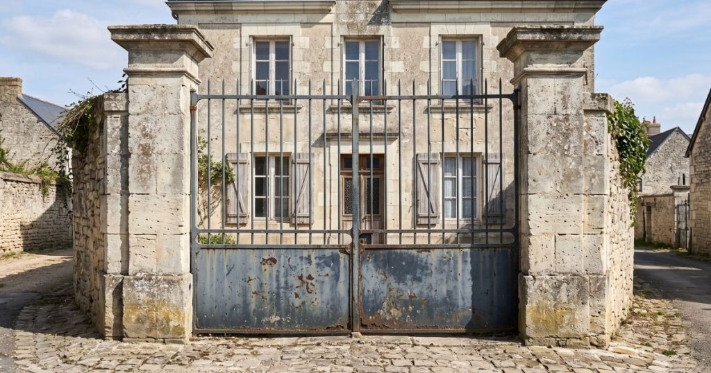 Ancien portail en place sur une entrée de Saumur, relevé avant son remplacement