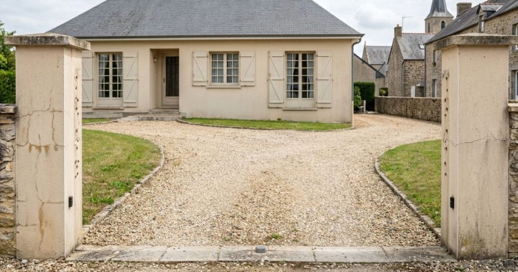 Piliers maçonnés restés seuls après la dépose d’un portail à Villiers-Charlemagne