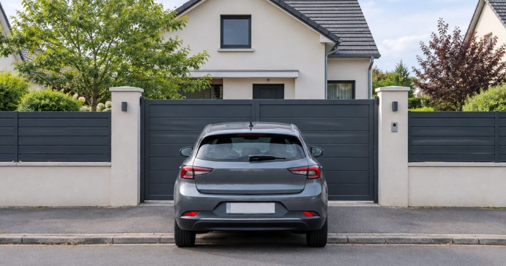  Largeur de passage d’un portail aluminium à Louverné mesurée à l’échelle d’une voiture