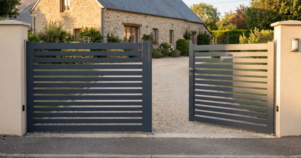 Deux accès sur une même propriété à Château-du-Loir, un seul portail à motoriser
