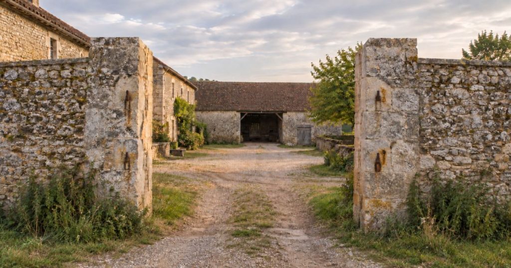 Portail aluminium sur mesure à Loiron-Ruillé, ancienne ouverture charretière de ferme sans portail