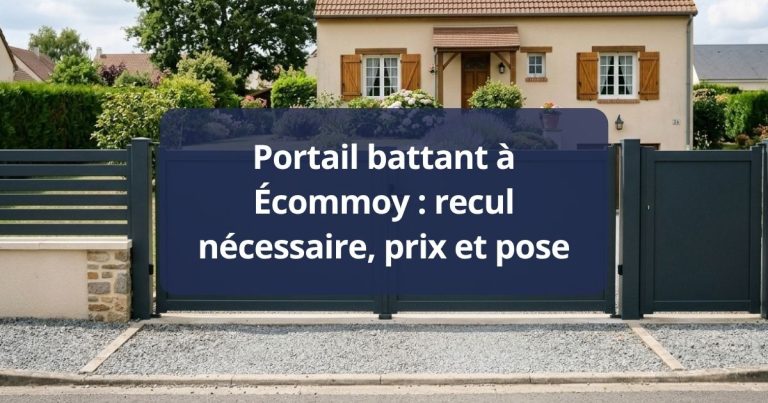 Portail battant aluminium scellé dans deux murs de pierre, sans piliers rapportés, à Écommoy