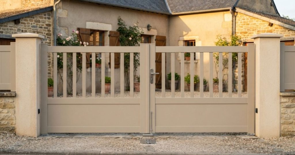 Portail battant aluminium fermé à Lassay-les-Châteaux