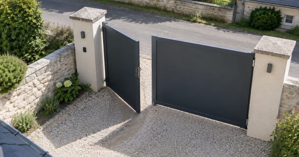 Largeur de vantail d’un portail battant à remplissage plein à Nuillé-sur-Vicoin