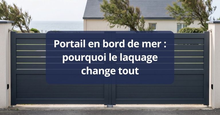 Portail aluminium en front de mer, laquage intact malgré les embruns