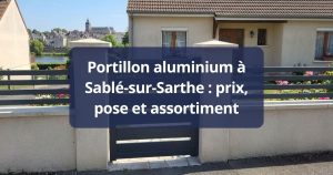 Portillon aluminium ouvert à côté de son portail assorti, passage piéton dégagé, à Sablé-sur-Sarthe