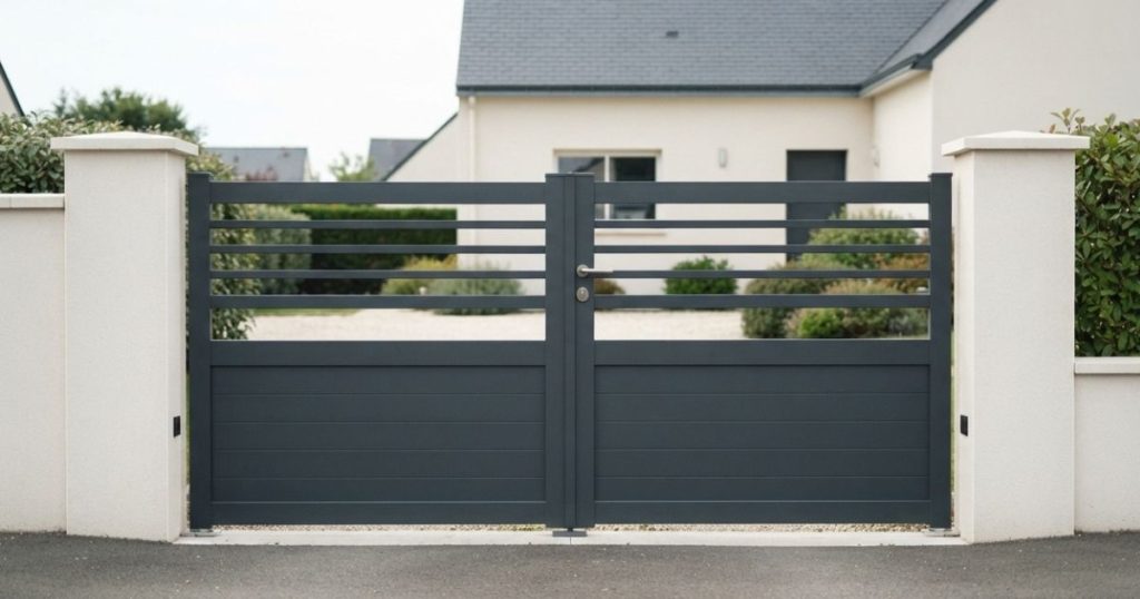 Portail battant posé d’aplomb sur ses piliers à Acigné