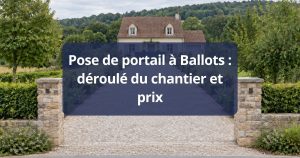 Poseur Kalio Menuiserie relevant au mètre laser l’entre-axe de deux piliers finis, à Ballots