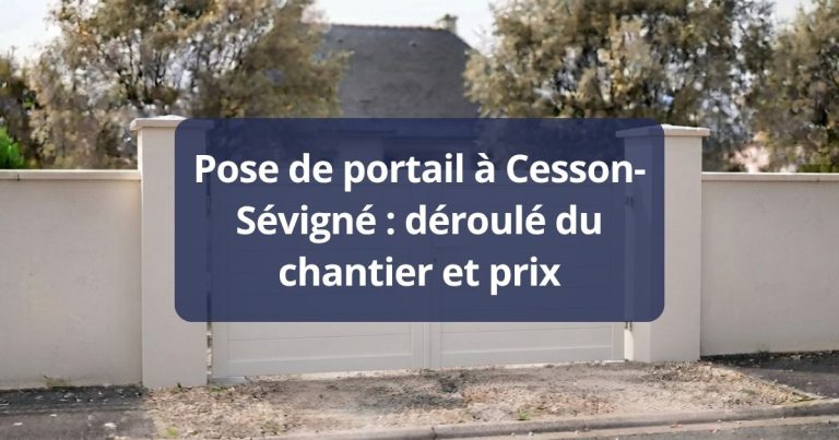 Poseur Kalio Menuiserie relevant au mètre laser l’entre-axe de deux piliers finis, à Cesson-Sévigné
