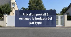 Portail et portillon aluminium assortis fermant la même entrée, à Arnage