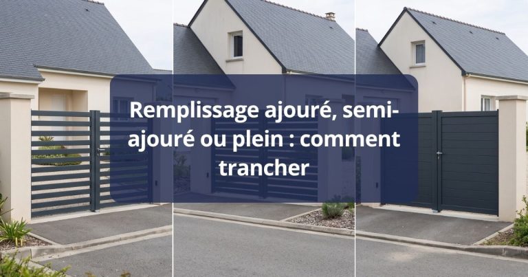 Trois portails aluminium voisins aux remplissages ajouré, semi-ajouré et plein