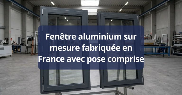 Deux fenêtres aluminium terminées, dressées côte à côte sur un chevalet d’atelier